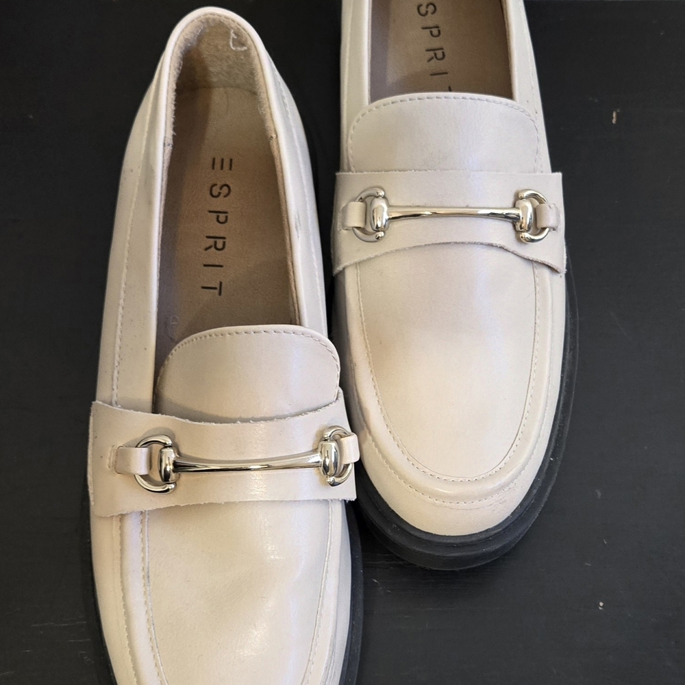 Esprit Alina Cream Horsebit Loafers Chunky Lug Sole Shoes Womens 7.5 M E3AIN20‎